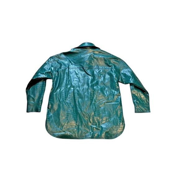 Forever 21 Faux Leather Shacket Shirt Jacket Green Women's Size Small Snake - Picture 3 of 8